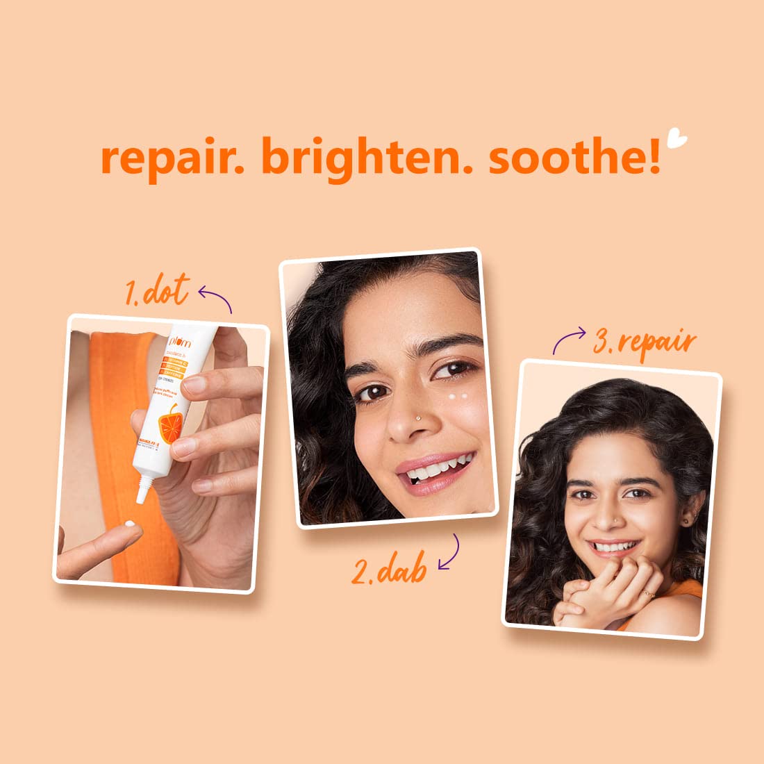 Plum 3% Vitamin C 3% Peptide & 3% Caffeine Eye Cream with Mandarin | Reduces Puffiness & Dark Circles | Improves Firmness & Elasticity| Reduces Fine Lines | Fragrance-Free | 100% Vegan