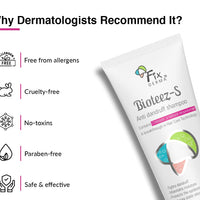 Fixderma Bioteez-S, Anti Dandruff Shampoo, Flaky Scalp Condition, Nourish Dry Hair, Relieves Itchy & Dry Scalp, Recurrent Dandruff, Sulphate & Paraben Free Formulation - 75ml