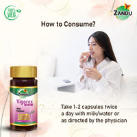 Zandu Vigorex For Her: A Daily Energizer |100% Natural,Authentic & Safe ingredients| Her Secret Remedy for Vigour and Vitality (Pack of 60 capsules)