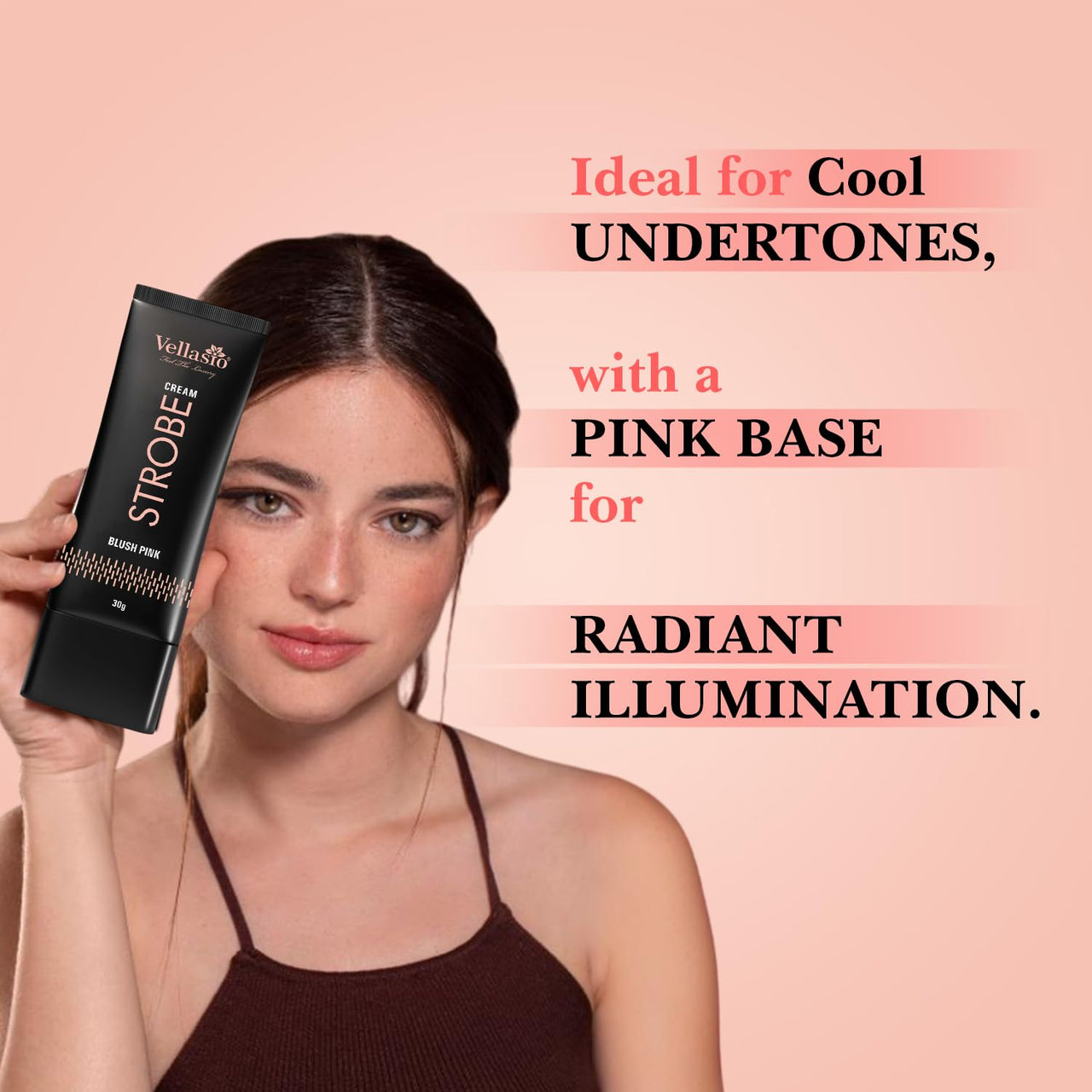 ellasio Strobe Cream - Blush Pink | Face Illuminator & Primer with Hyaluronic Acid, Squalene & Japanese Sakura | Dewy Glow, Hydration, Non-Comedogenic for All Skin Types - 30g