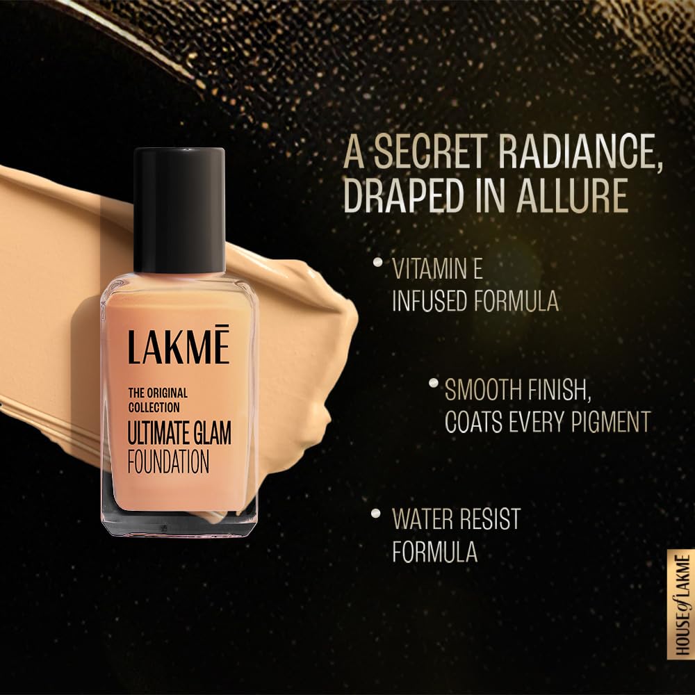 Lakme Perfecting Liquid Foundation, Pearl, Waterproof Full Coverage Long Lasting - Light Oil Free Face Makeup with Vitamin E, Dewy Finish Glow, 27 ml