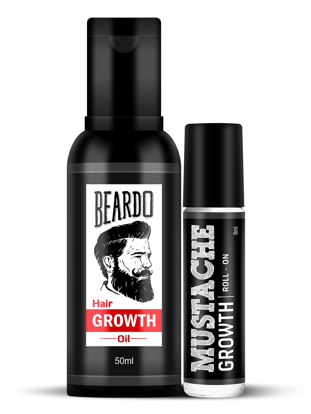 Beard Hair Growth Oil, 50ml & Mustache Growth Roll, 8 ml |Beard Oil for Uneven, Patchy & Fast Beard Growth |Oil for Stronger & Fuller |Boosts Mustache Hair Growth | Goodness of Almond & Coconut Oil