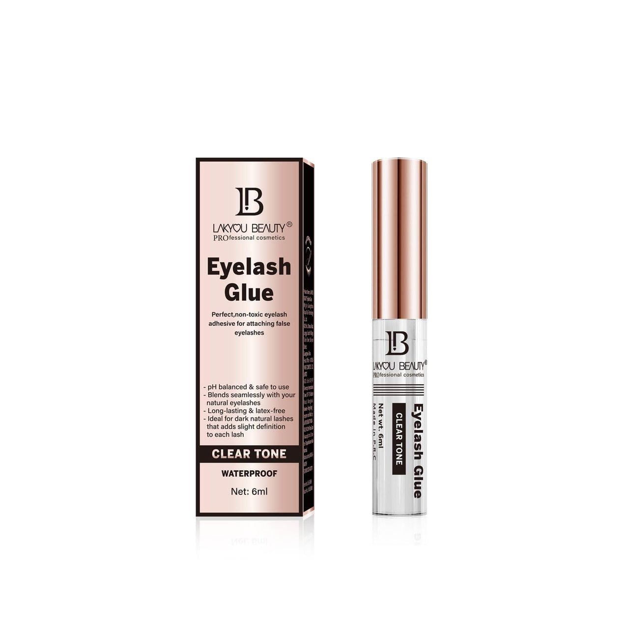 Lakyou Beauty Waterproof Eyelash Glue Clear Tone | Long-Lasting, Strong Hold | 6ml | Ideal for False Lashes
