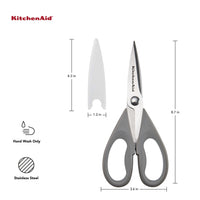 KitchenAid All Purpose Kitchen Shears with Protective Sheath for Everyday use, Dishwasher Safe Stainless Steel Scissors with Comfort Grip, 8.72-Inch, Gray 8.72 Inch