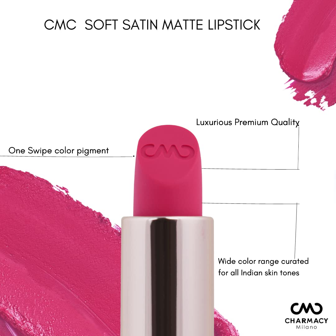 Charmacy Milano Soft Satin Matte Lipstick (Bitter Sweet) - 3.8g, High Coverage, Single Stoke, Hydrating on Lips, Matte In Texture, Glides Smoothly, Vibrant Colors, Non Toxic, Vegan, Cruelty Free