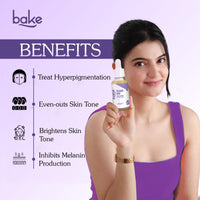 BAKE 2% Kojic Acid Face Serum with 5% Niacinamide & 2% Glycolic Acid for Pigmentation & Dark Spots | For Dark Circles, Tan Removal & Sun Damaged Skin | Skin Brightening & Glowing | 30ml