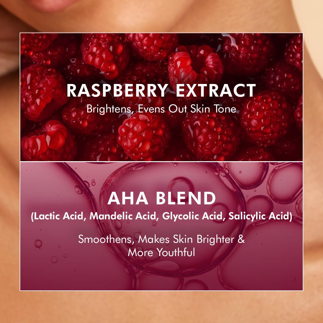 mCaffeine Brightening Raspberry Body Scrub | Tan Removal | AHAs - Lactic & Glycolic Acid, Niacinamide | Vitamin C Rich for Brighter, Soft Skin | Remove Dry, Dead Skin | Fruity Berries Aroma - 175g