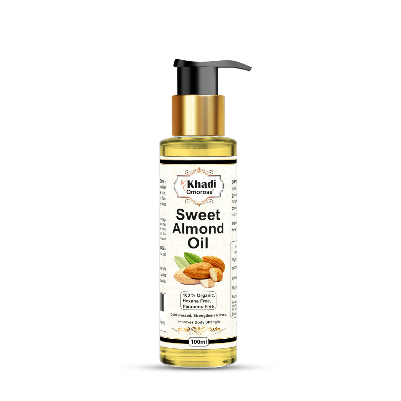 Khadi Omorose Sweet Almond Oil | Cold pressed | For Skin & Hairs | (100 ml)