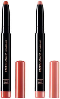 FACESCANADA Ultime Pro Hd Intense Matte Lipstick + Primer - Obsessed (Red), Ultime Pro Hd Intense Matte Lipstick + Primer - Tease (Nude)