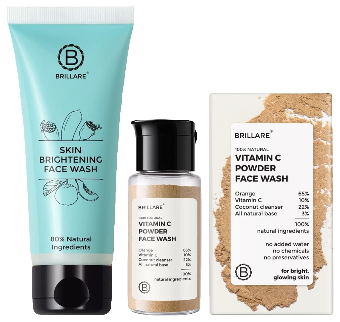 Brillare Professional Skin Brightening/Lightening Face Wash, 100 ml & Brillare Vitamin C Face Wash| 15g Combo