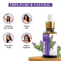 Sesa Rosemary Essential Oil For Hair Growth Nourishes Skin Hair Fall Control Oil For Women and Men 100% Pure & Natural Rosemary Oil, 15 ml