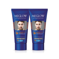 Meglow Skin Brightening & Whitening Cream For Men | Face Cream For Glowing Skin with Vitamin E | Reduces Dark Spots, Prevents Pigmentation, & Evens Tone | Pack of 2 (50g each)
