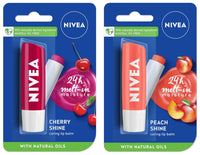 NIVEA Lip Balm, Fruity Cherry Shine, 4.8g And NIVEA Lip Balm, Fruity Peach Shine, 4.8g