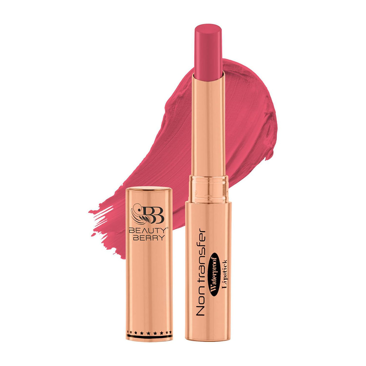 Beauty Berry Non Transfer Waterproof Lipstick, Long Lasting Smudge Proof Highly Pigmented Shades, (Pack of 1) (Rose Red -15)