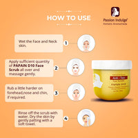 Passion Indulge Natural Papain D10 Cleanser 100ml & Papain D10 Face Scrub 200gm Combo Pack For Reduces Tan