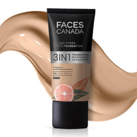FACESCANADA All Day Hydra Matte Foundation|3-In-1 Foundation + Moisturizer + Spf 30|24 Hr Aloe Hydration & Vitamin C|10Hr Long Wear|Medium To High Buildable Coverage|Medium Natural 022|25Ml - Cream