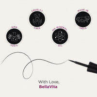 BELLAVITA Intense Drama Waterproof Smudge Proof Eyeliner 3.5ml, Black, Matte Finish, Fast-Drying, Felt Tip Applicator, Enriched with Biotin