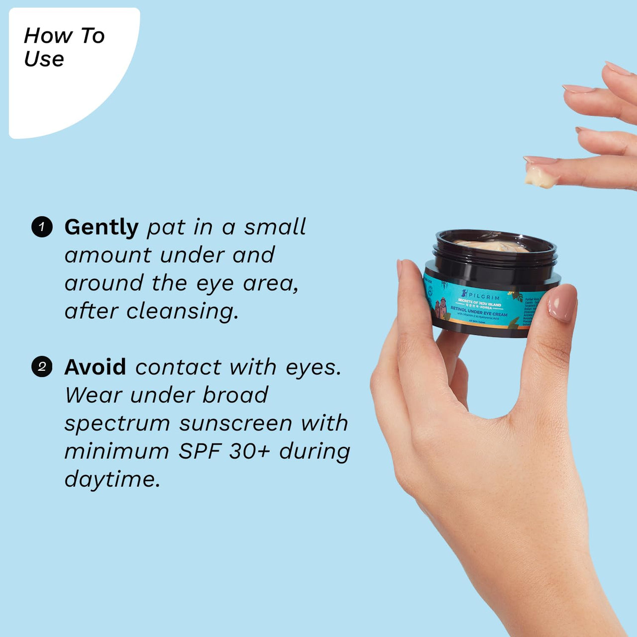 Pilgrim Korean Retinol Under Eye Cream for dark circles, Puffiness & Fine Lines with Vitamin C & Hyaluronic Acid | Women & Men Skin care | 30g