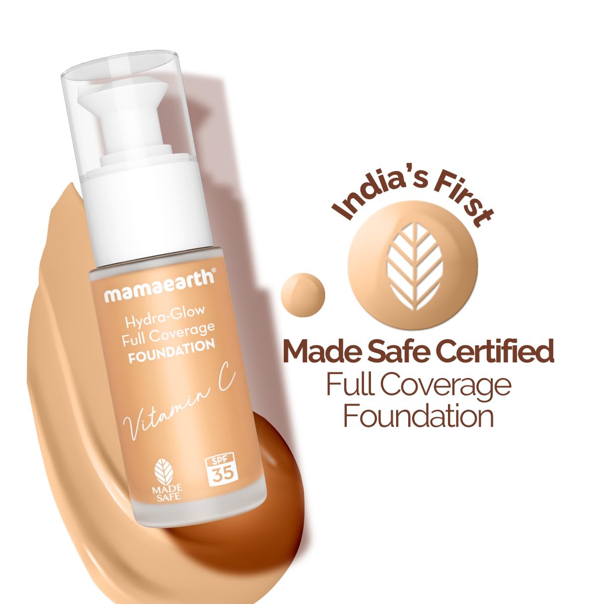 Mamaearth Hydra-Glow Full Coverage Dewy Finish Liquid Foundation With Vitamin C & Turmeric- 30 Ml|Full Coverage|Gives 3X Instant Glow|12-Hour Long Stay & Hydration|Spf 35|Non-Drying (02 Crème Glow)