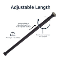 Basics Shower Curtain Tension Rod, Adjustable Length, 42-73
