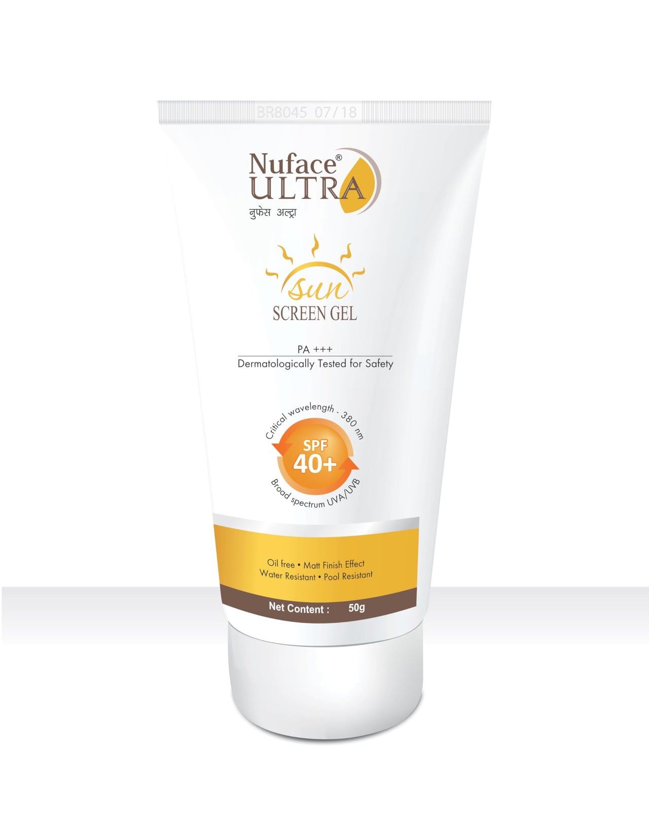 Nu face Ultra Sunscreen SPF 40+ Gel, Oil Free, Water Resistant, Matte Finish Effect, UVA & UVB Protection, PA+++