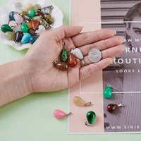FASHEWELRY 50Pcs Water Drop Stone Pendants Teardrop Healing Crystal Quartz Chakra Gemstone Rock Charms Random Mixed for Necklace Jewelry Making Hole: 2x7mm 1-Mixed Color-Teardrop-Random*