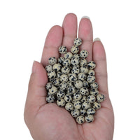 Bymitel 140Pcs Natural Crystal Beads Stone Gemstone Round Energy Healing Loose Beads with Stretch Cord for Jewelry Making Bracelets Anklets (Dalmation Jasper, 8mm 140pcs) Dalmation Jasper