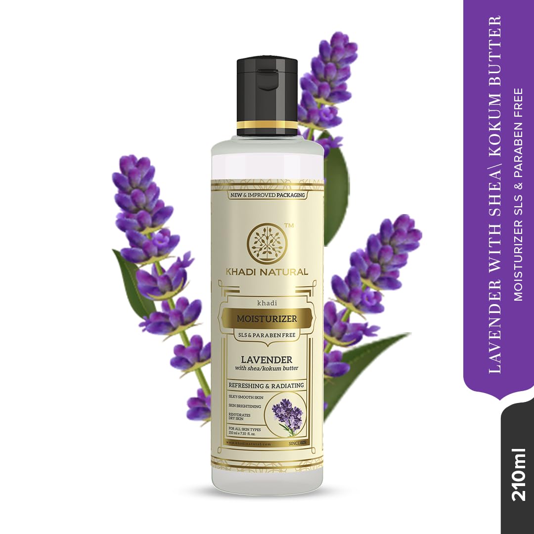 KHADI NATURAL Lavender Herbal Moisturizer With Shea/Kokum Butter| Body Lotion| SLS and Paraben Free| 210 ml