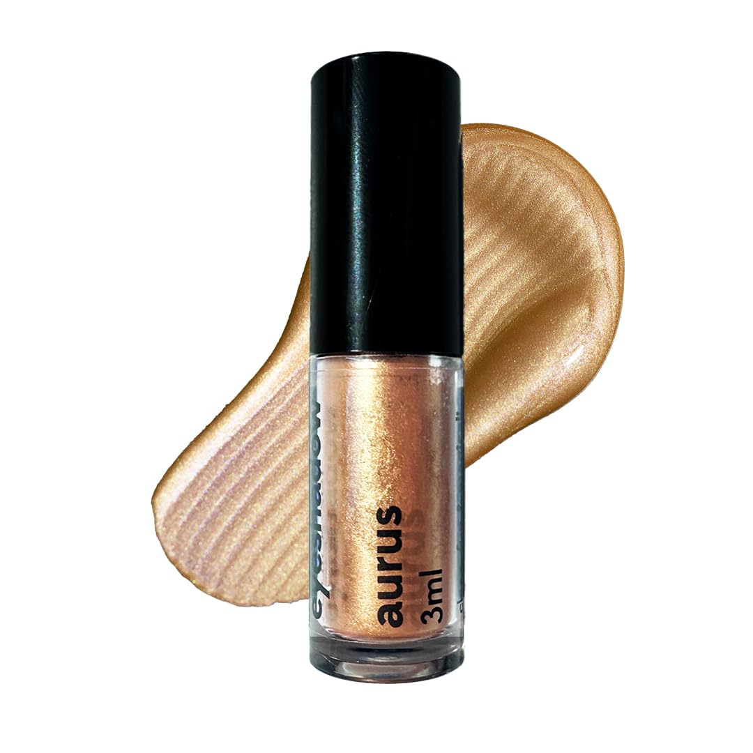 Ruby's Organics Mini Metallic Liquid Eyeshadow for Women- Eye Makeup, Smooth Glide Insta Dry Formula, Smudge proof, Waterproof, Long Lasting and Highly Pigmented, Paraben Free, Vegan - Aurus, 3ml