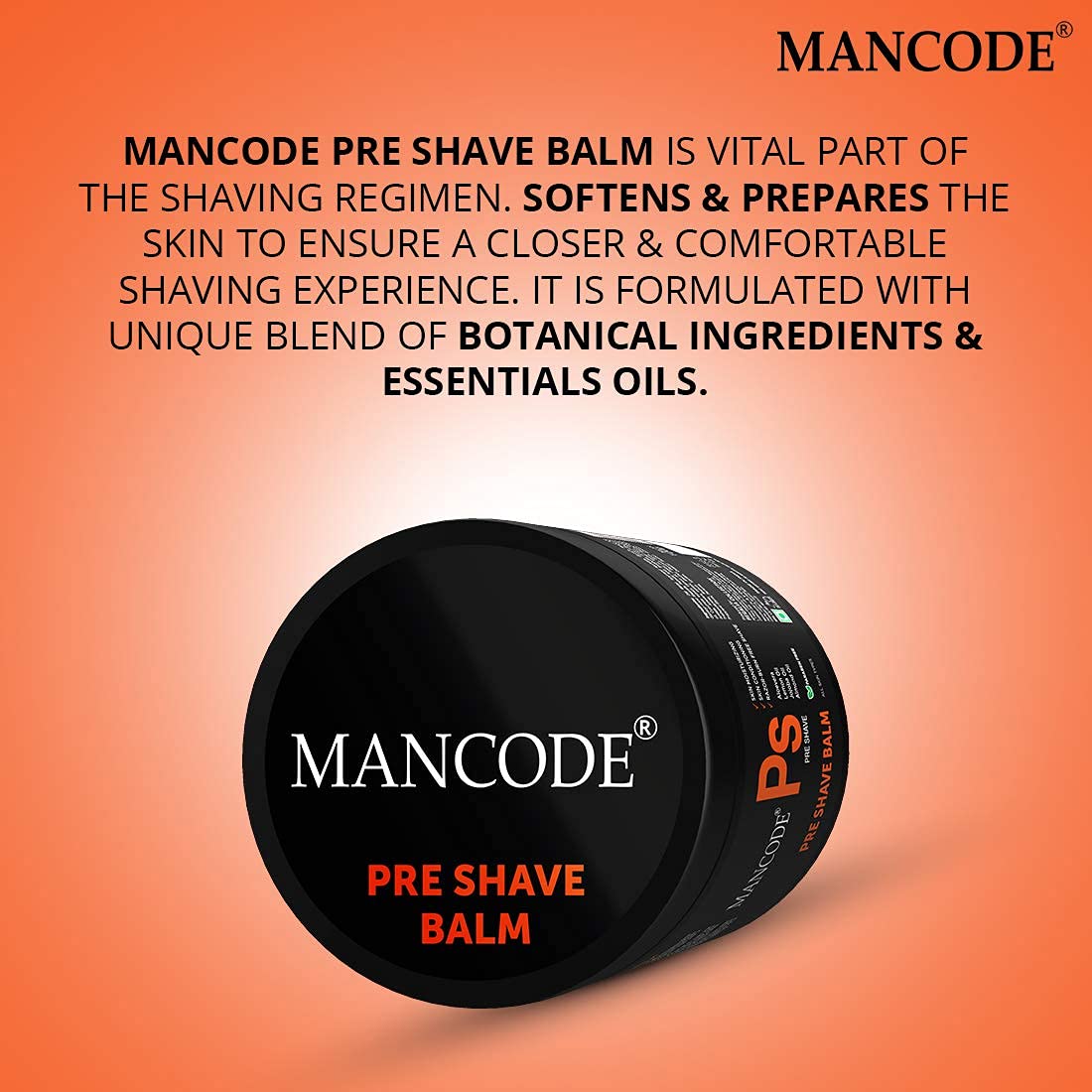 Mancode Pre-Shave Balm for Men | 100gm | Balm Softens your Beard | Provides Razor Glide for a Smooth Zesty Shave | Apply to Prevent Shaving Irritation and Razor Burns | Cut & Irritation Free Shave.