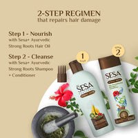 SESA Ayurvedic Strong Roots Hair Care Combo With Hair Strengthening Oil (100Ml) And Shampoo + Conditioner (200Ml) For Men & Women | Paraben-Free