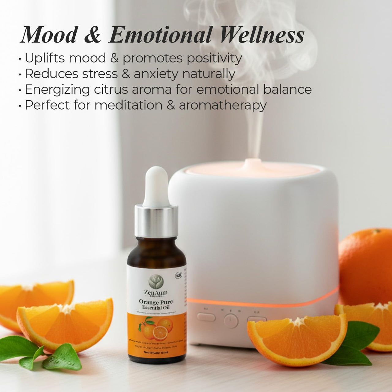 Zenaum Essences 100% Natural Orange Therapeutic Grade Essential Oil | 45ml (Pack of 3)| Mood Uplifting, Skin Brightening & Aromatherapy Sourced from Andhra Pradesh, India | GMP, ISO & IFRA Certified