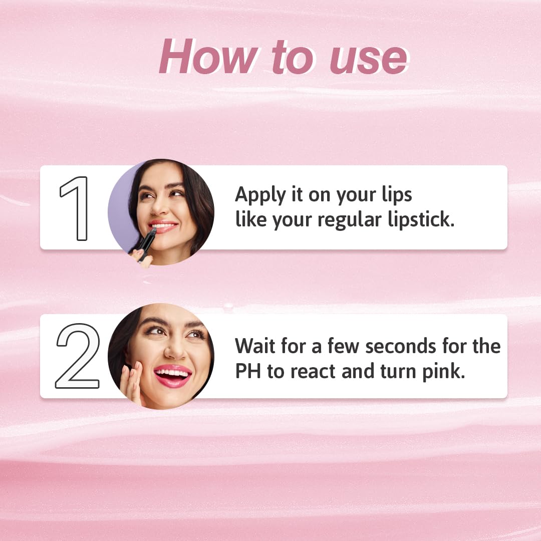 Glamveda Ph Lipstick | Color Changing Black Lipstick With Glossy Pink Payoff | Long Lasting Nourishment, SPF 10, Enriched With Vitamin E & Jojoba Oil| Vegan & Paraben Free | 4 gm Pack of 1