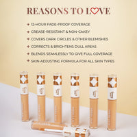 Just Herbs Concealer for Face Makeup With Liquorice Root Dewy Finish, Full Coverage Ultra Blendable Dark Circle Spot Brightening and Correcting Concealer 6ml (Ivory)