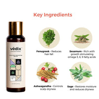 Vedix Vanya Root Stimulating Ayurvedic Hair Oil | Hair Growth Oil With Fenugreek + Sesamum + Sage - Customized Anti Hair Fall Control Oil - 100ml