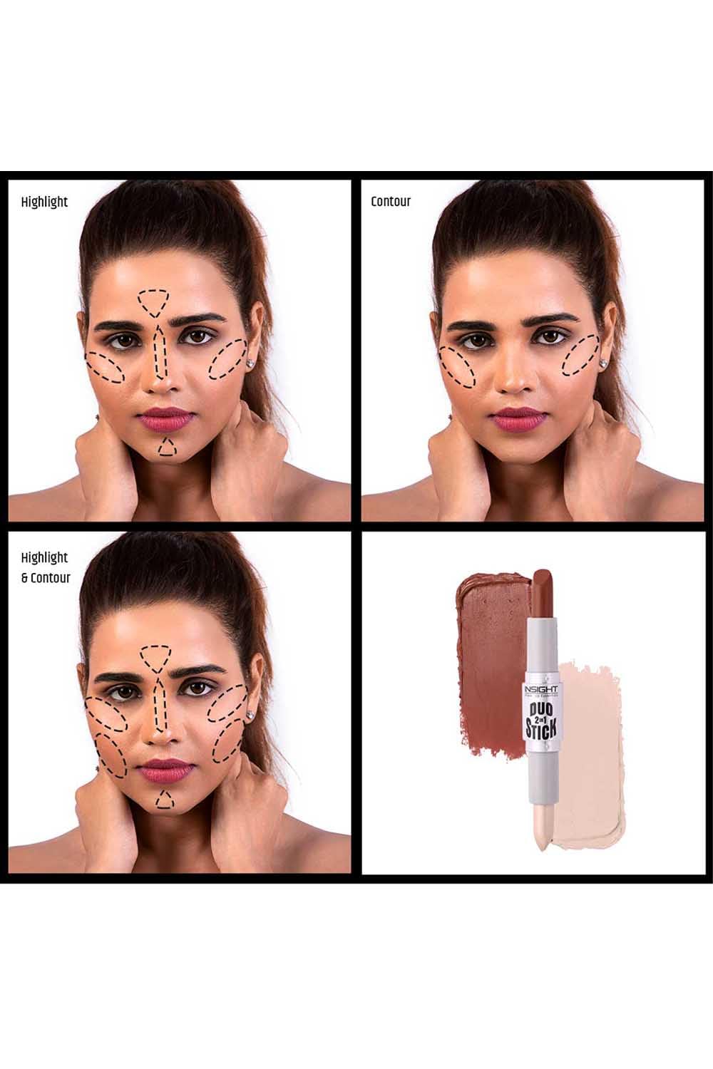 INSIGHT Cosmetics Duo Stick Conceal Contour + Highlighter, Shade-03, 8.5 gram