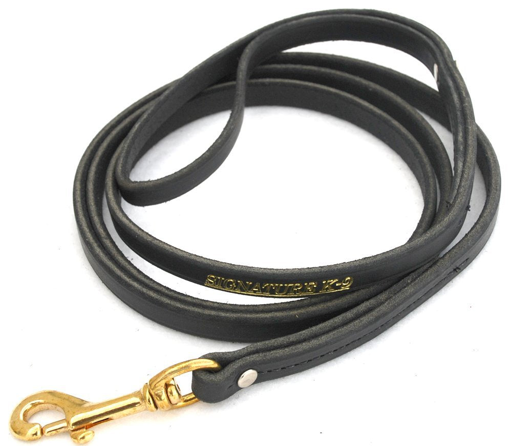 Standard Leather Leash, 72" L, Black, 6-Feet by 1/2-Inch, (Signature K9-02)