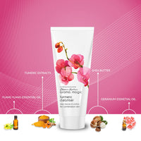 Aroma Magic Turmeric Cleanser | Deeply cleanses, hydrates, unclogs pores & soothes skin with Grapeseed, jojoba & ylang-ylang essential oils, Damask rose extracts | For Combination Skin - 100 gm