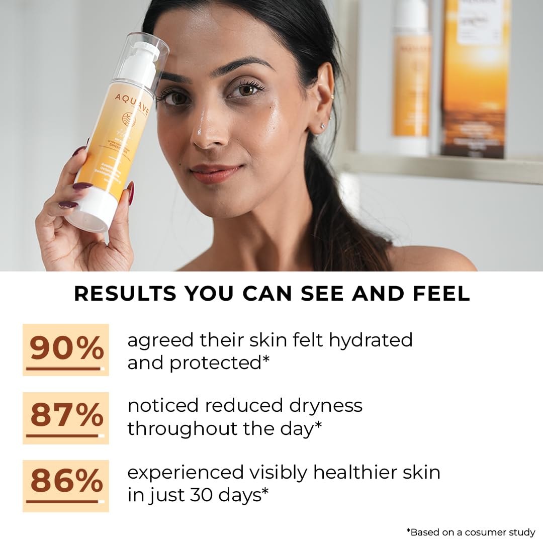 AQUAVE Sunscreen Face Serum (100 ml) - SPF 50+ PA++++ Hydra Ultralight UV Protection | Prevents Premature Ageing For All Skin | Enriched with Sea Boost for skin protection and hydration |.Goodness Of Serum| Visible Results In 30 Days | Marine Based Techno