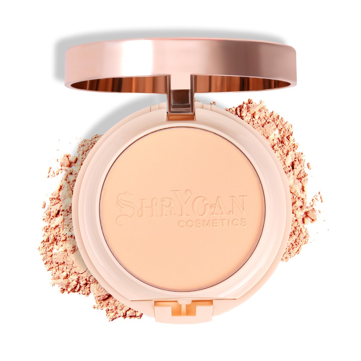 Shryoan 2 IN 1 Oil Control Compact Powder Full Coverage White Tone with Mirror Fair Skin Matte Finish Double Beige Shades with Oval Makeup Brush (SH03)