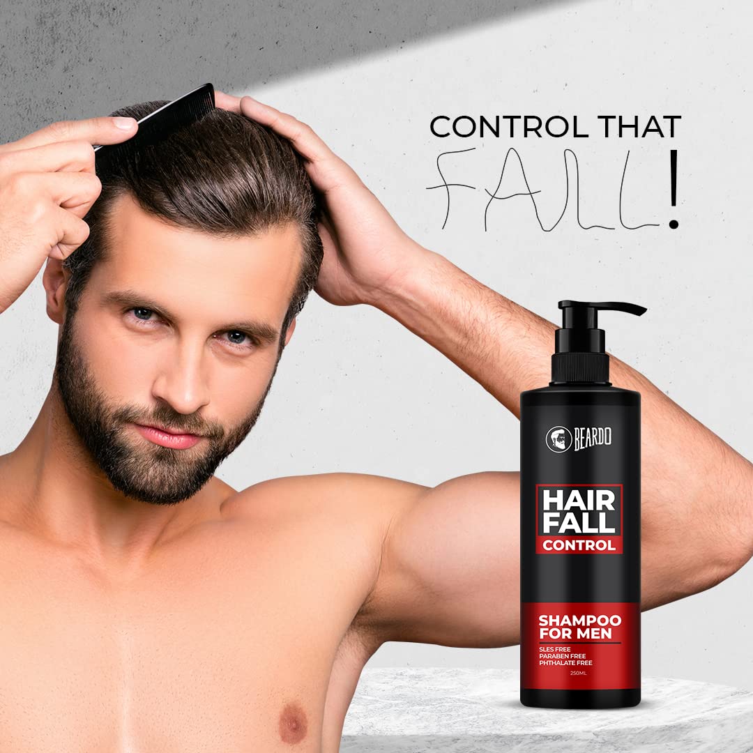 Beardo Hair Fall Control Shampoo For Men, 250 ml | Shampoo For Men With The Goodness Of Amla, Rosemary Oil, Aloe Vera and Brahmi | Strong Hair Shampoo