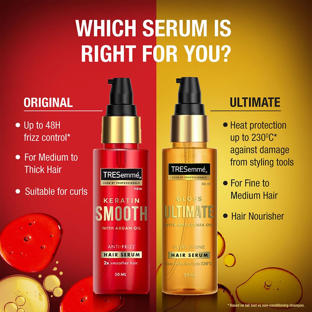 TRESemme Gloss Ultimate Ultra Shine Hair Serum 100ml with Macadamia Oil & Vitamin E, for Super shiny Finish (Pack of 3)