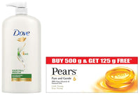 Pears Pure And Gentle Bathing Bar, 125g (Pack Of 5) & Dove Hair Fall Rescue Shampoo, 1L