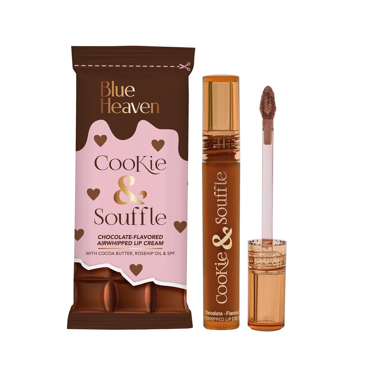 Blue Heaven Cookie & Souffle Matte Lipstick for Women, Long lasting Liquid lipstick, Enriched with Cocoa Butter & Rosehip Oil, Softening & Nourishing Lip color - Cocoa Addict, 3.2ml
