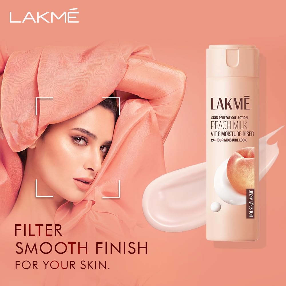 Lakmé Peach Milk Face Moisturizer 120 Ml, Daily Lightweight Lotion With Vitamin C & Vitamin E For Soft Glowing Skin - Non Oily 24H Moisture