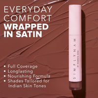 SIMPLYNAM Satin Soft Lip Crème – Mulled Pink | 1 Swipe Full Coverage | Hydrating, Creamy Matte Finish | 16 Hour Stay | Transfer-Proof & Smudge-Proof | Infused with Peptides & Squalane | Vegan