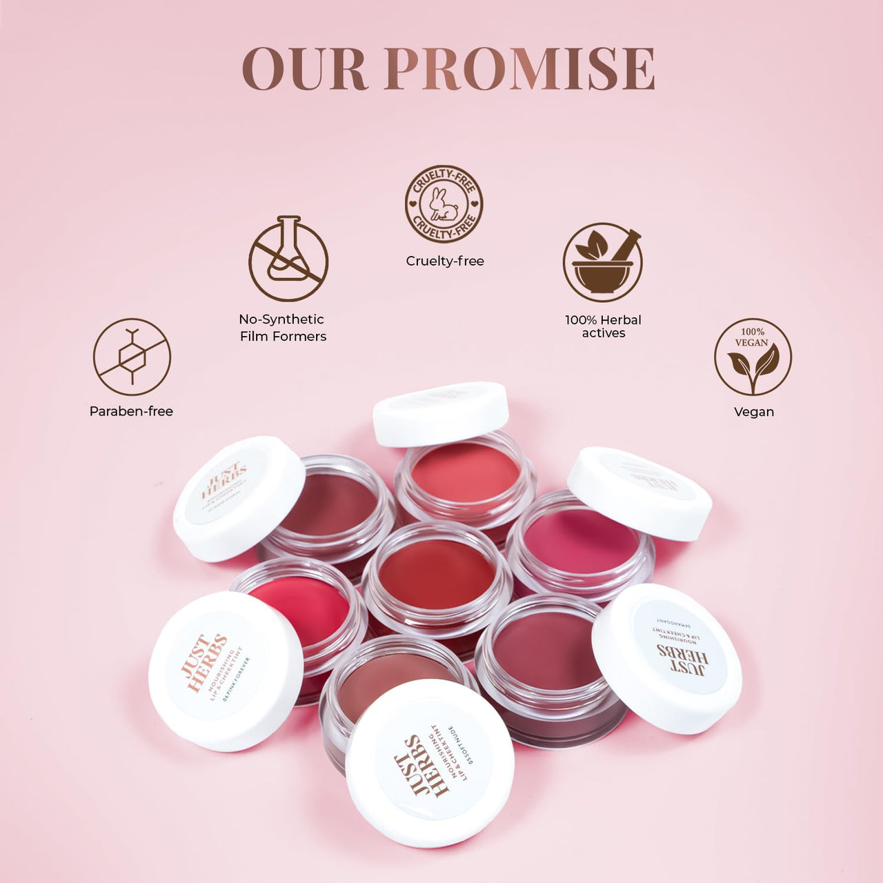 Just Herbs Ayurvedic, Natural Lip & Cheek Tint, Blush For Women- SLS, Chemical & Paraben Free - 05 Soft Nude (Creamy Matte)