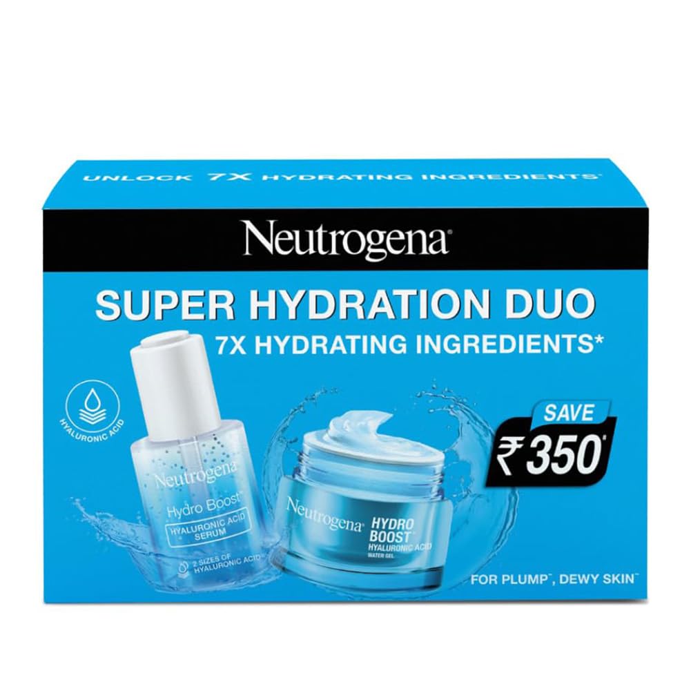 Neutrogena Super Hydration Duo pack| Neutrogena Hydroboost Hyaluronic acid Face Moisturizer 50ml| Neutrogena Hydro Serum 30ml| Dual hydration pack| Limited edition pack