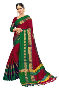 PAREVDEE Women's  Dobby Cotton Saree With Blouse Piece
