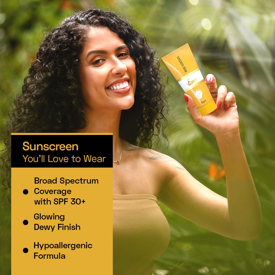 VCare Sunscreen SPF 30 Matte Cream 50g for Women & Men For All Skin Types (white)